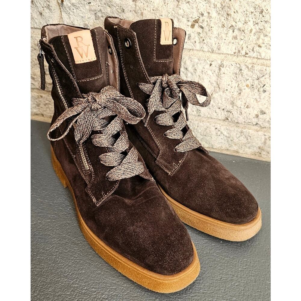 Ron White Hayley Weatherproof Suede Boots Chocolate Brown Lace Up Ankle 41 US 10 - Picture 4 of 11